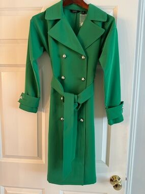 NEW G by Giuliana Green Double-Breasted Trench Coat